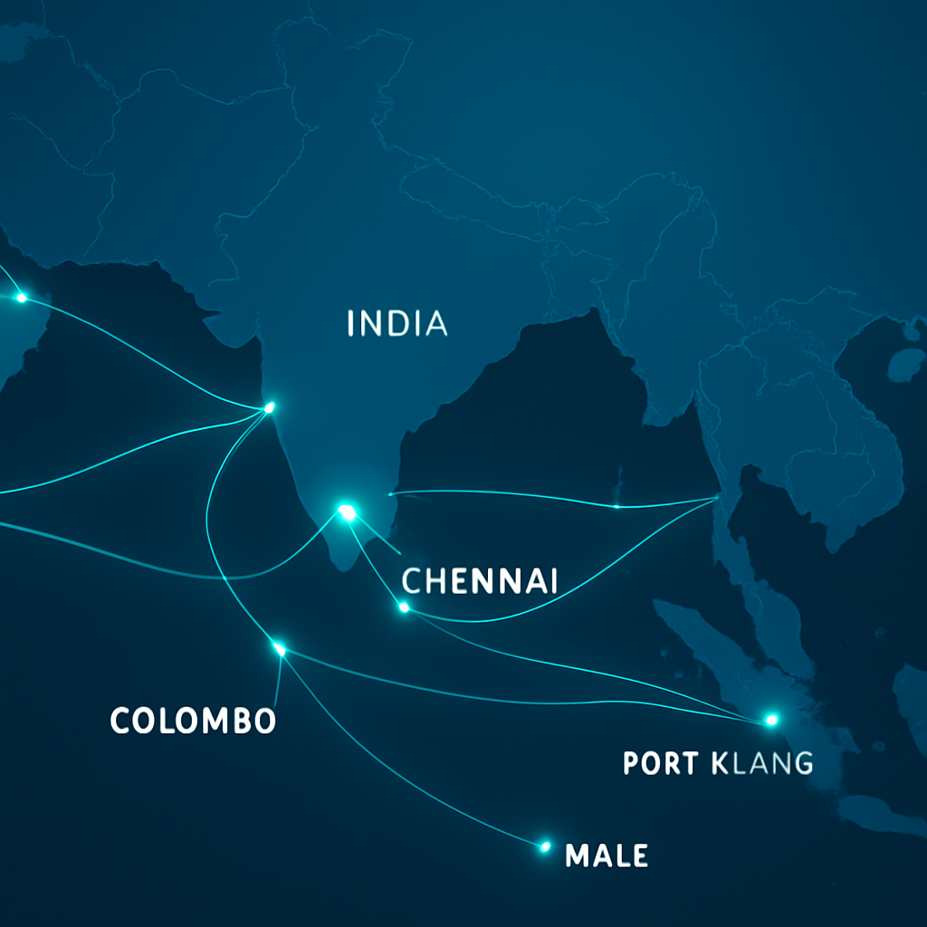Global port network map